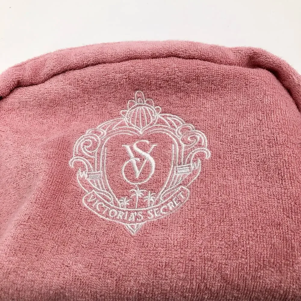 Victoria's Secret Pink Terrycloth Make-up Bag Toiletry Bag Embroidered VS
